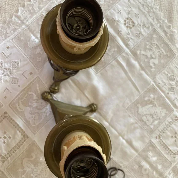 Vintage Antique Brass Table Lamps (Set of Two)